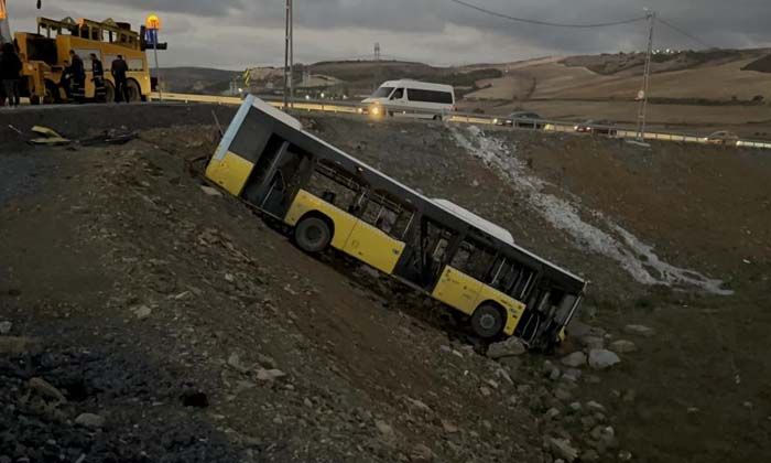 Başakşehir’de İETT otobüsü şarampole uçtu