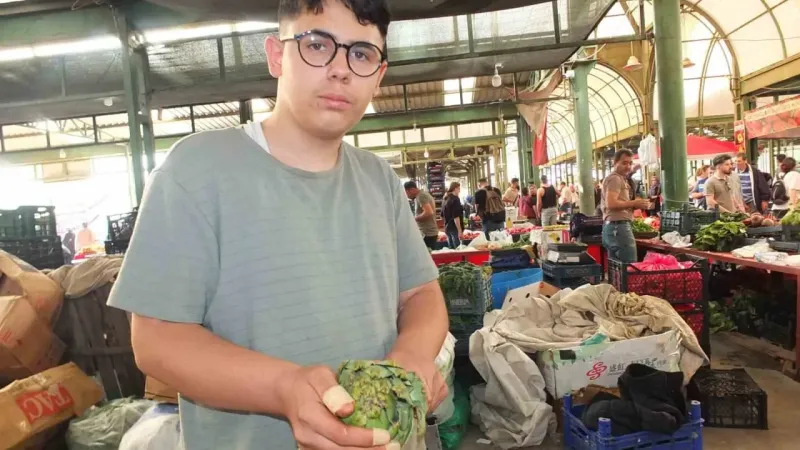 Günde 1500 enginar soyarak fenomen oldu