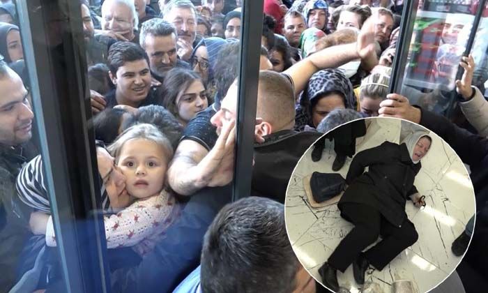 Bursa’da alışveriş çılgınlığı…Birbirlerini ezdiler