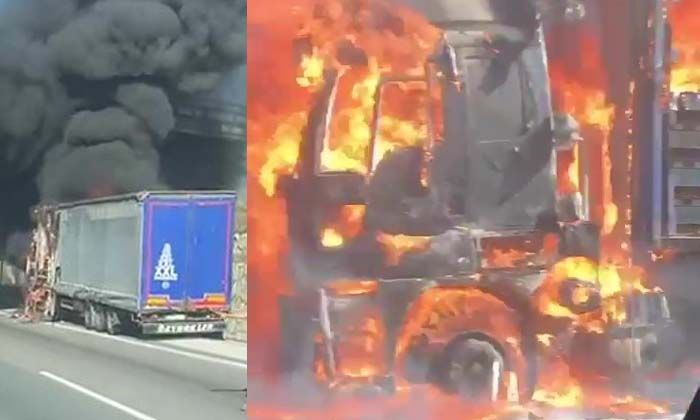 Seyir halinde olan tır bir anda alev topuna döndü