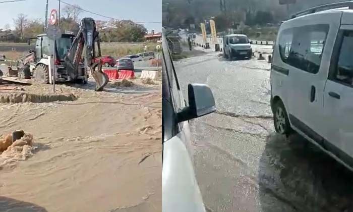 İSKİ borusu patladı, yollar göle döndü