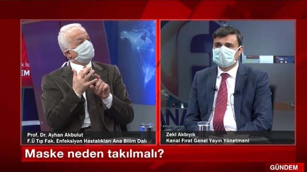 Televizyon programını maske takıp yaptılar