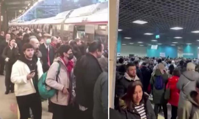 Marmaray’da seferler yapılamadı, duraklarda kalabalık oluştu