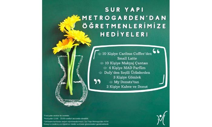 Sur Yapı Metrogarden AVM’den öğretmenlere özel hediyeler