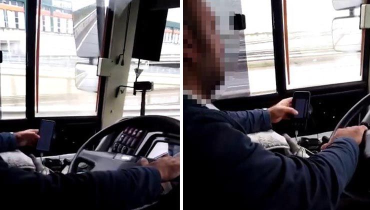 İETT şoförü seyir halindeyken telefonuyla oynadı