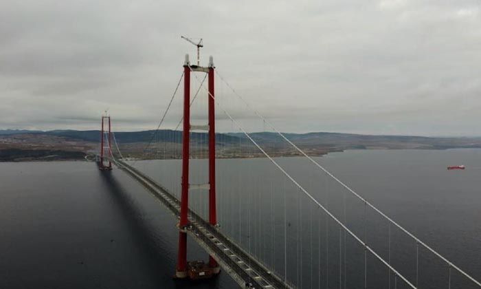 1915 Çanakkale Köprüsü 334 metre kule yüksekliğine ulaştı