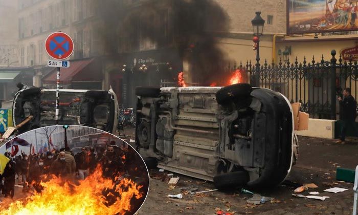 Terör örgütü PKK yandaşları Paris sokaklarını savaş alanına çevirdi