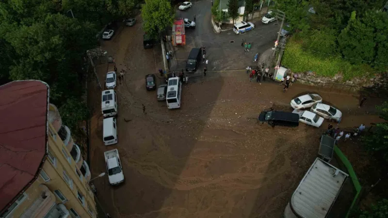 Bursa’da selin bilançosu havadan görüntülendi