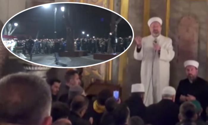 2023 yılının ilk sabah namazını Diyanet İşleri Başkanı Ali Erbaş Ayasofya’yı Kebir Camii’nde kıldırdı