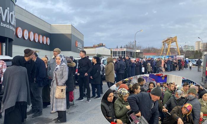 İstanbul’da market açılışında ‘indirim’ izdihamı