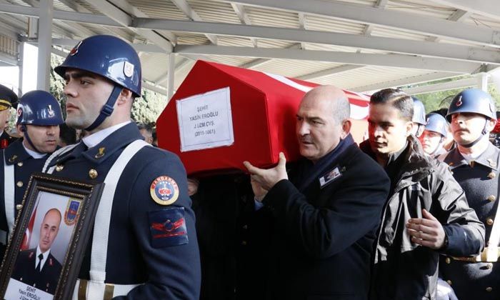 Otobüs kazasında şehit olan Yasin Eroğlu, son yolculuğuna uğurlandı