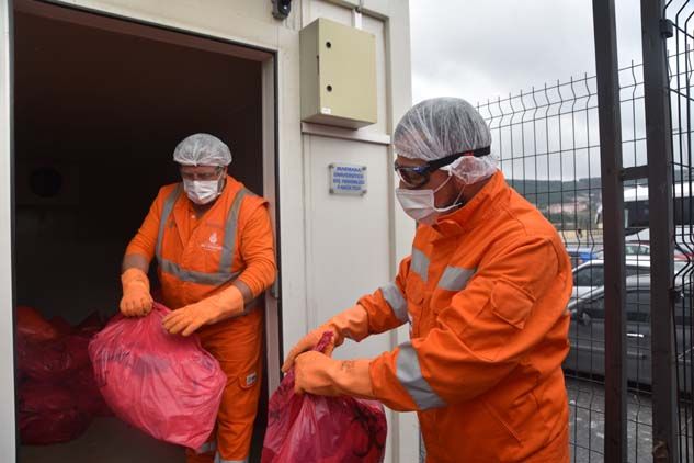 Maske ve eldivenler bin derecede bertaraf ediliyor