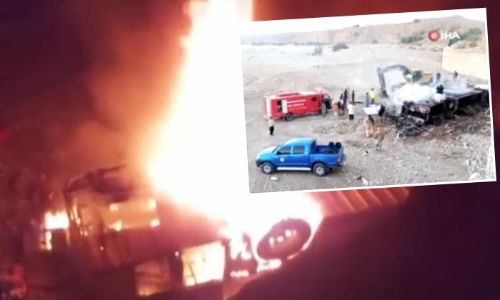 Yoldan çıkarak devrilen otobüs yandı: 41 yolcu hayatını kaybetti