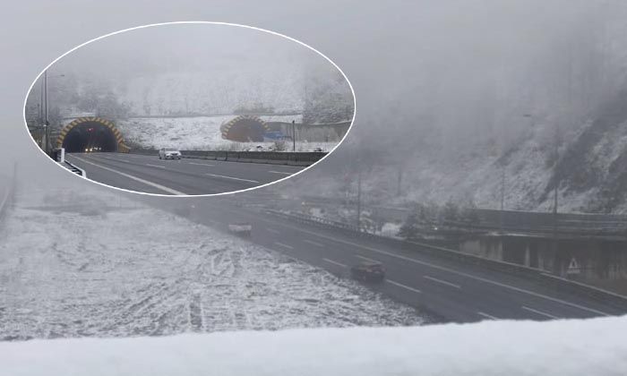 Bolu Dağı’nda sis ve karla karışık yağmur