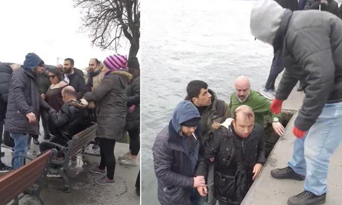 Sahilde yürüyen engelle çift ölümden döndü