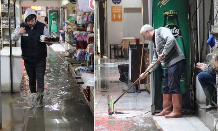 İzmir Kemeraltı’nda manzara aynı! Yine su bastı, esnaf belediyeye tepki gösterdi
