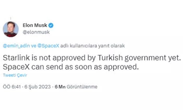 Elon Musk: Starlink uydularımızı Türkiye’ye gönderebiliriz