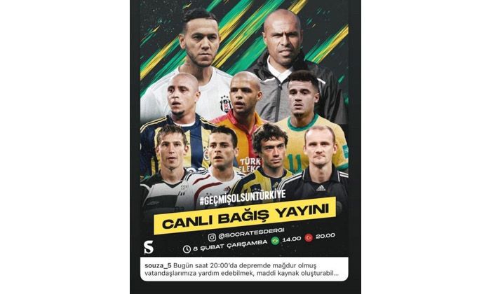 Brezilyalı futbolcular yardım yayını düzenleyecek