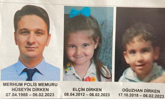 Polis memuru Hüseyin Dirken ve iki çocuğu defnedildi
