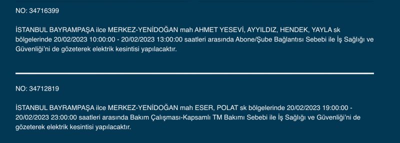 İSTANBUL ELEKTRİK KESİNTİSİ 20 ŞUBAT 2023! Hangi İlçelerde Elektrikler Gidecek, Kesilecek? Yüzlerce Sokak Uyarıldı!