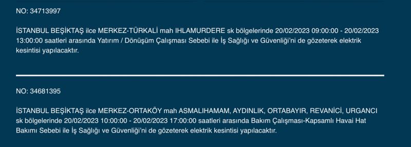 İSTANBUL ELEKTRİK KESİNTİSİ 20 ŞUBAT 2023! Hangi İlçelerde Elektrikler Gidecek, Kesilecek? Yüzlerce Sokak Uyarıldı!