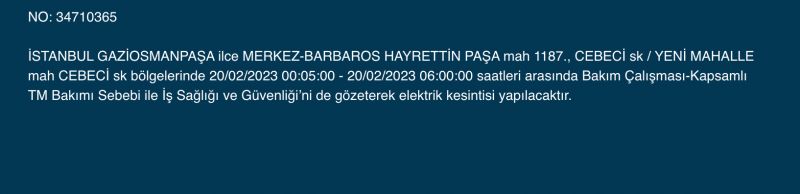 İSTANBUL ELEKTRİK KESİNTİSİ 20 ŞUBAT 2023! Hangi İlçelerde Elektrikler Gidecek, Kesilecek? Yüzlerce Sokak Uyarıldı!
