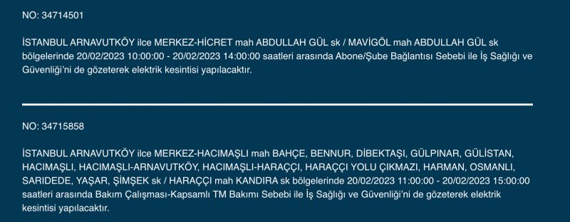 İSTANBUL ELEKTRİK KESİNTİSİ 20 ŞUBAT 2023! Hangi İlçelerde Elektrikler Gidecek, Kesilecek? Yüzlerce Sokak Uyarıldı!