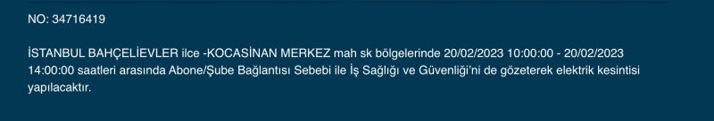 İSTANBUL ELEKTRİK KESİNTİSİ 20 ŞUBAT 2023! Hangi İlçelerde Elektrikler Gidecek, Kesilecek? Yüzlerce Sokak Uyarıldı!
