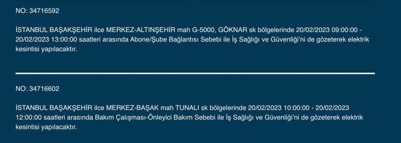 İSTANBUL ELEKTRİK KESİNTİSİ 20 ŞUBAT 2023! Hangi İlçelerde Elektrikler Gidecek, Kesilecek? Yüzlerce Sokak Uyarıldı!