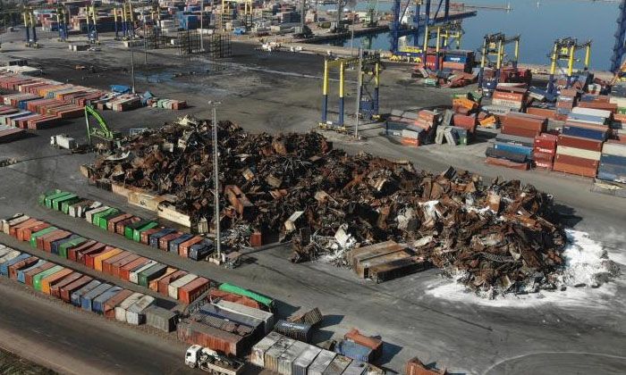 İskenderun Limanı’ndaki ayrıştırma çalışmaları havadan görüntülendi