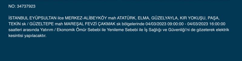 İstanbul’da yüzlerce adrese uyarı! (4 MART)