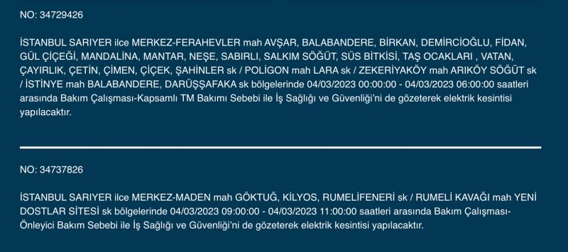 İstanbul’da yüzlerce adrese uyarı! (4 MART)