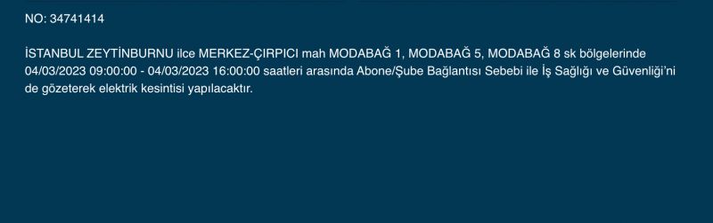 İstanbul’da yüzlerce adrese uyarı! (4 MART)