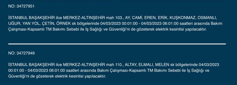 İstanbul’da yüzlerce adrese uyarı! (4 MART)