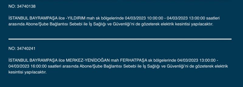 İstanbul’da yüzlerce adrese uyarı! (4 MART)