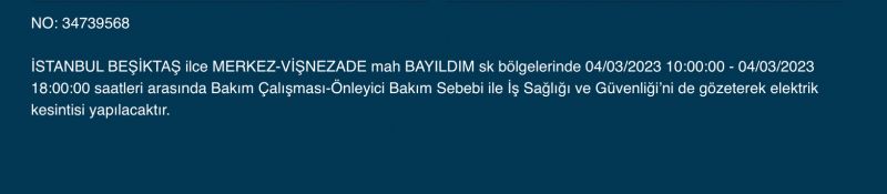 İstanbul’da yüzlerce adrese uyarı! (4 MART)