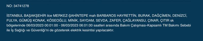 İSTANBUL ELEKTRİK KESİNTİSİ (6 MART) Bu Adreslere Dikkat: Bahçelievler, Esenyurt, Beylikdüzü, Bağcılar, Fatih, Mecidiyeköy, Çatalca, Eyüpsultan, Silivri, Şişli, Sultangazi! Saatlerce Sürecek…