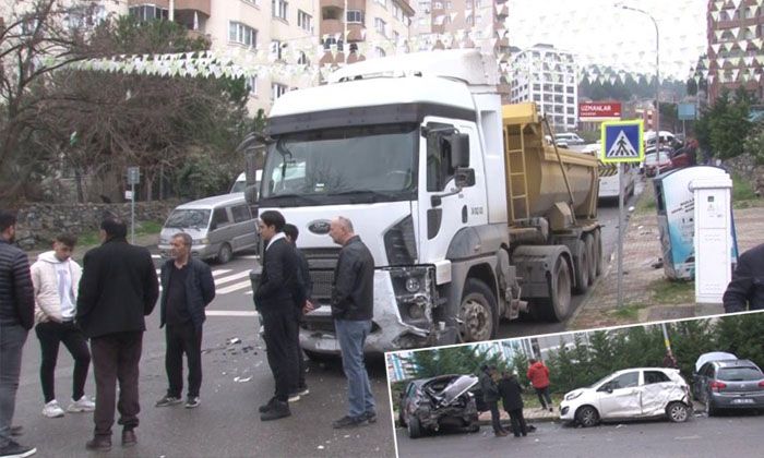Kartal’da freni boşalan kamyon 14 aracı biçti: 1 yaralı