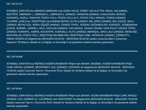 İstanbul Elektrik Kesintisi (8 MART 2023) | Avcılar, Esenyurt, Bahçelievler, Bağcılar, Eyüp, Fatih, Şişli, Eyüpsultan, Gaziosmanpaşa Elektrik Kesintisi Yapılacak! Elektrik Arıza Sorgulama…