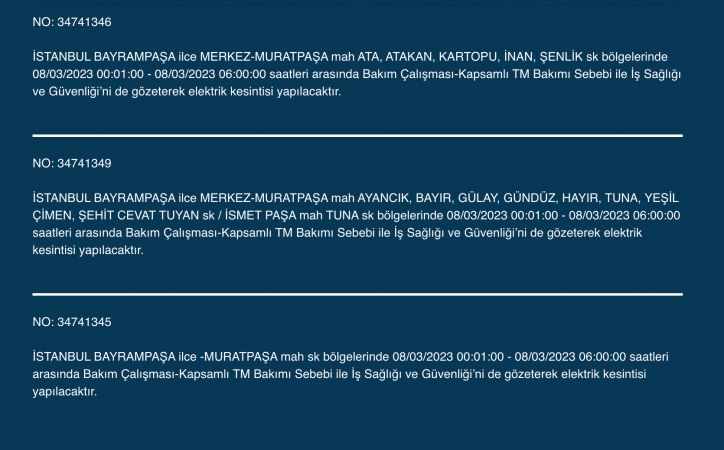 İstanbul Elektrik Kesintisi (8 MART 2023) | Avcılar, Esenyurt, Bahçelievler, Bağcılar, Eyüp, Fatih, Şişli, Eyüpsultan, Gaziosmanpaşa Elektrik Kesintisi Yapılacak! Elektrik Arıza Sorgulama…