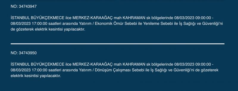 İstanbul Elektrik Kesintisi (8 MART 2023) | Avcılar, Esenyurt, Bahçelievler, Bağcılar, Eyüp, Fatih, Şişli, Eyüpsultan, Gaziosmanpaşa Elektrik Kesintisi Yapılacak! Elektrik Arıza Sorgulama…