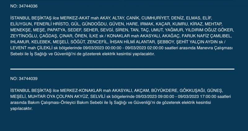 İstanbullular bu saatlere dikkat! Yüzlerce adres karanlıkta kalacak (9 MART PERŞEMBE)