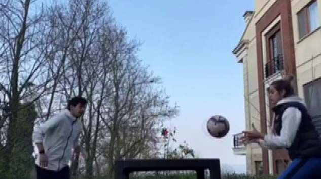 Trabzonsporlu Guilherme antrenmanlarını eşi ile birlikte yapıyor