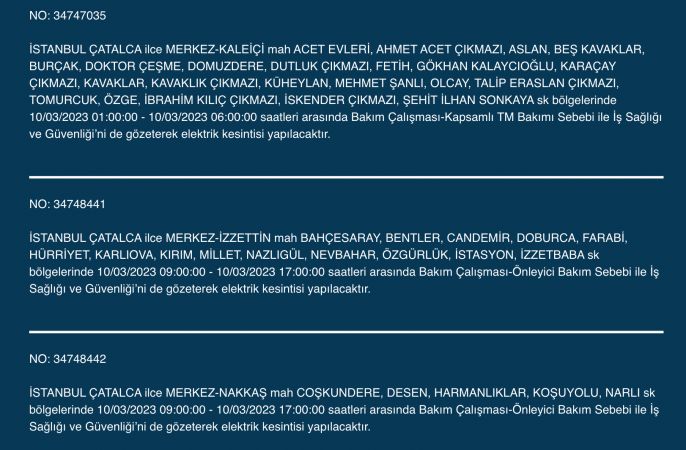 İstanbul karanlığa gömülecek (10 MART 2023)!