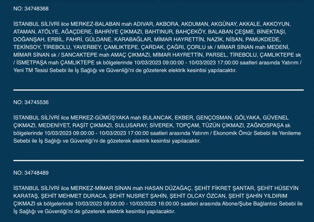 İstanbul karanlığa gömülecek (10 MART 2023)!