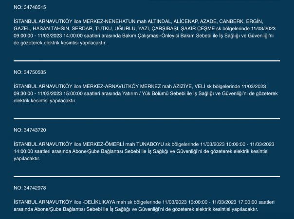 İstanbul’da elektrikler kesilecek! 11 Mart Cumartesi gününe dikkat! İstanbul’da elektrikler kesilecek! 11 Mart Cumartesi gününe dikkat!