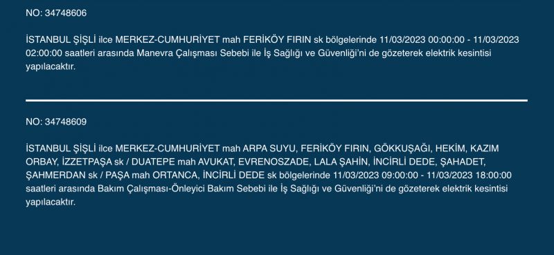 İstanbul’da elektrikler kesilecek! 11 Mart Cumartesi gününe dikkat! İstanbul’da elektrikler kesilecek! 11 Mart Cumartesi gününe dikkat!