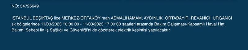 İstanbul’da elektrikler kesilecek! 11 Mart Cumartesi gününe dikkat! İstanbul’da elektrikler kesilecek! 11 Mart Cumartesi gününe dikkat!