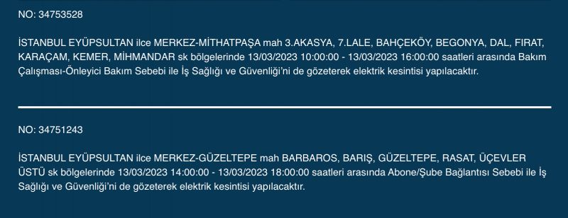 İstanbul’un yüzlerce sokağında elektrikler kesilecek (13 Mart) | Bu adreslere dikkat! İstanbul’un yüzlerce sokağında elektrikler kesilecek (13 Mart) | Bu adreslere dikkat!