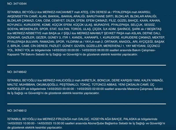 Megakente uyarı! Yüzlerce adreste elektrikler saatlerce kesilecek! (14 Mart) Megakente uyarı! Yüzlerce adreste elektrikler saatlerce kesilecek! (14 Mart)